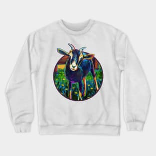 Colorful Black Farm Goat Design Crewneck Sweatshirt